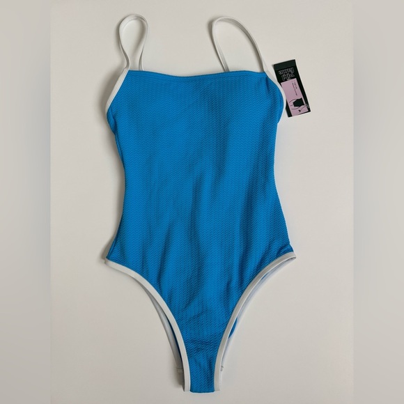 Wild Fable Blue High Leg One Piece Swim Suit Women’s Size XXS NWT Bathing Suit - Picture 1 of 6